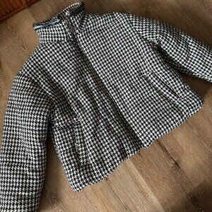 Hotwind houndstooth black and white puffer crop jacket size small Apres ski
